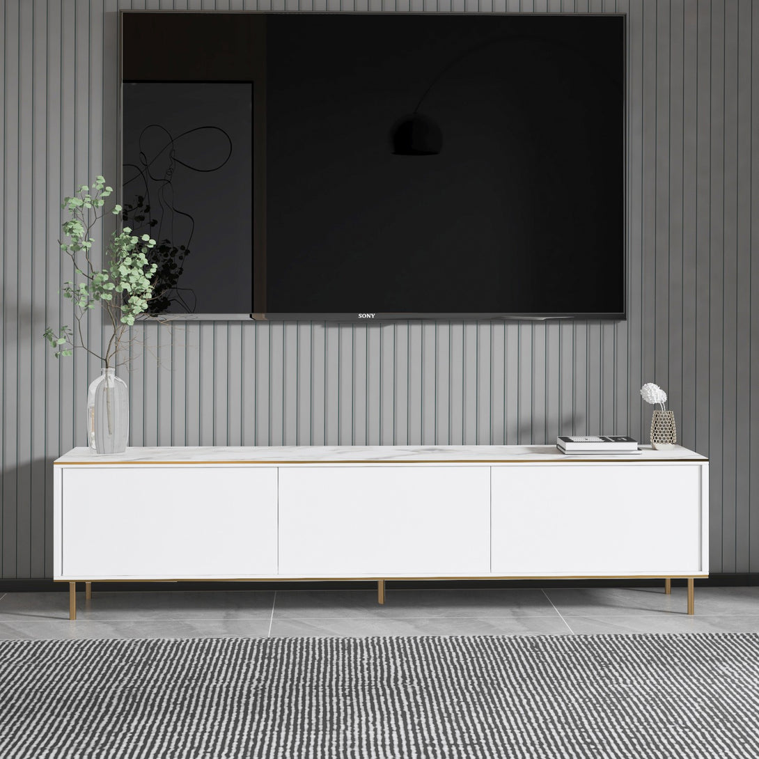 TV szekrény Imaj - Marble, White-VASBÚTOR