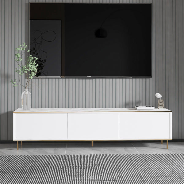 TV szekrény Imaj - Marble, White-VASBÚTOR