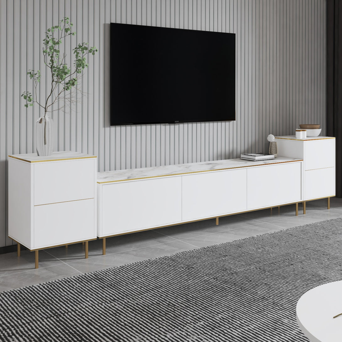 TV szekrény Imaj - Marble, White-VASBÚTOR