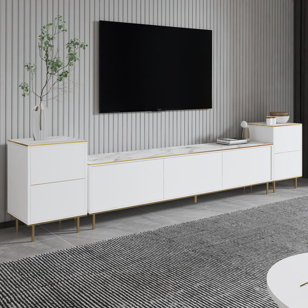 TV szekrény Imaj - Marble, White-VASBÚTOR