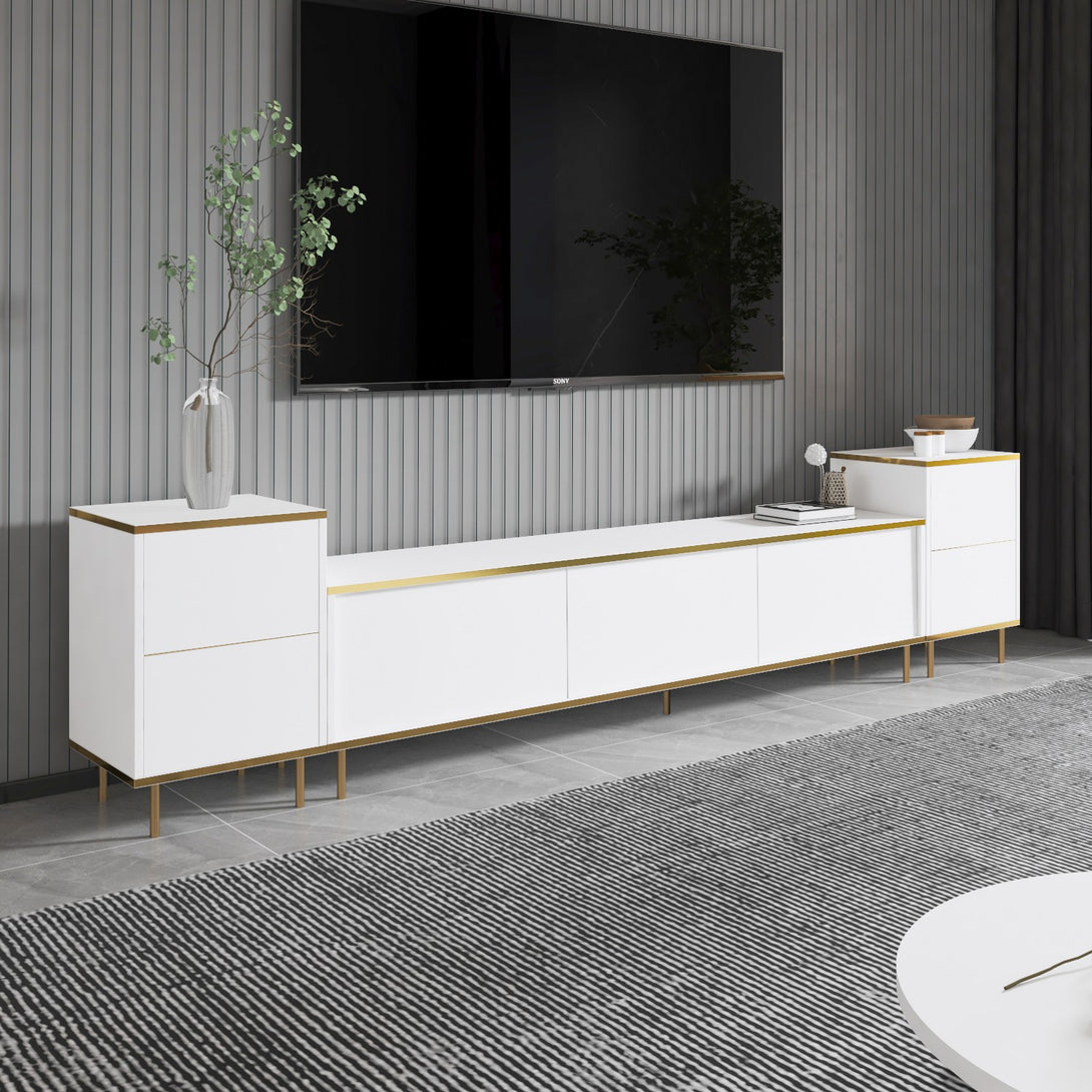 TV szekrény Imaj - White, Gold-VASBÚTOR