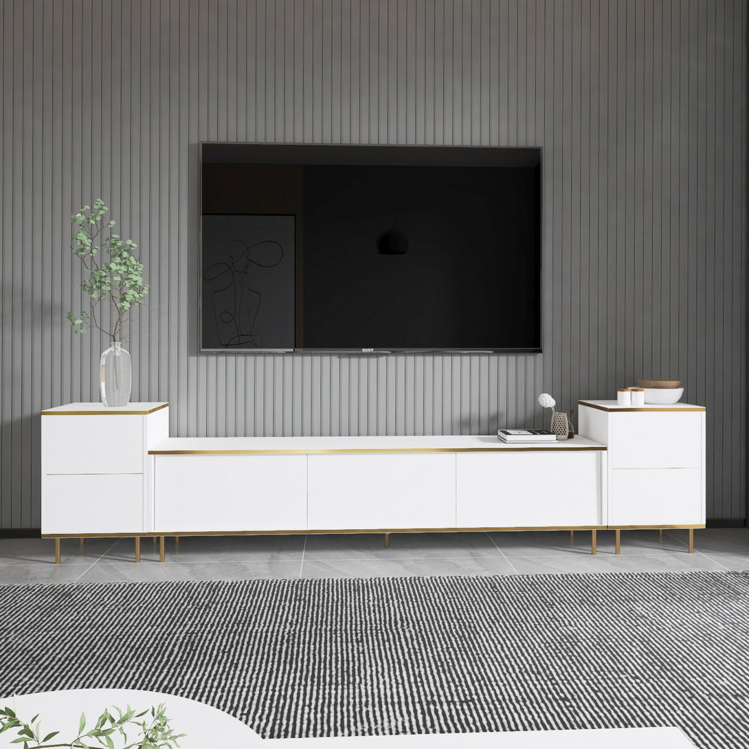 TV szekrény Imaj - White, Gold-VASBÚTOR