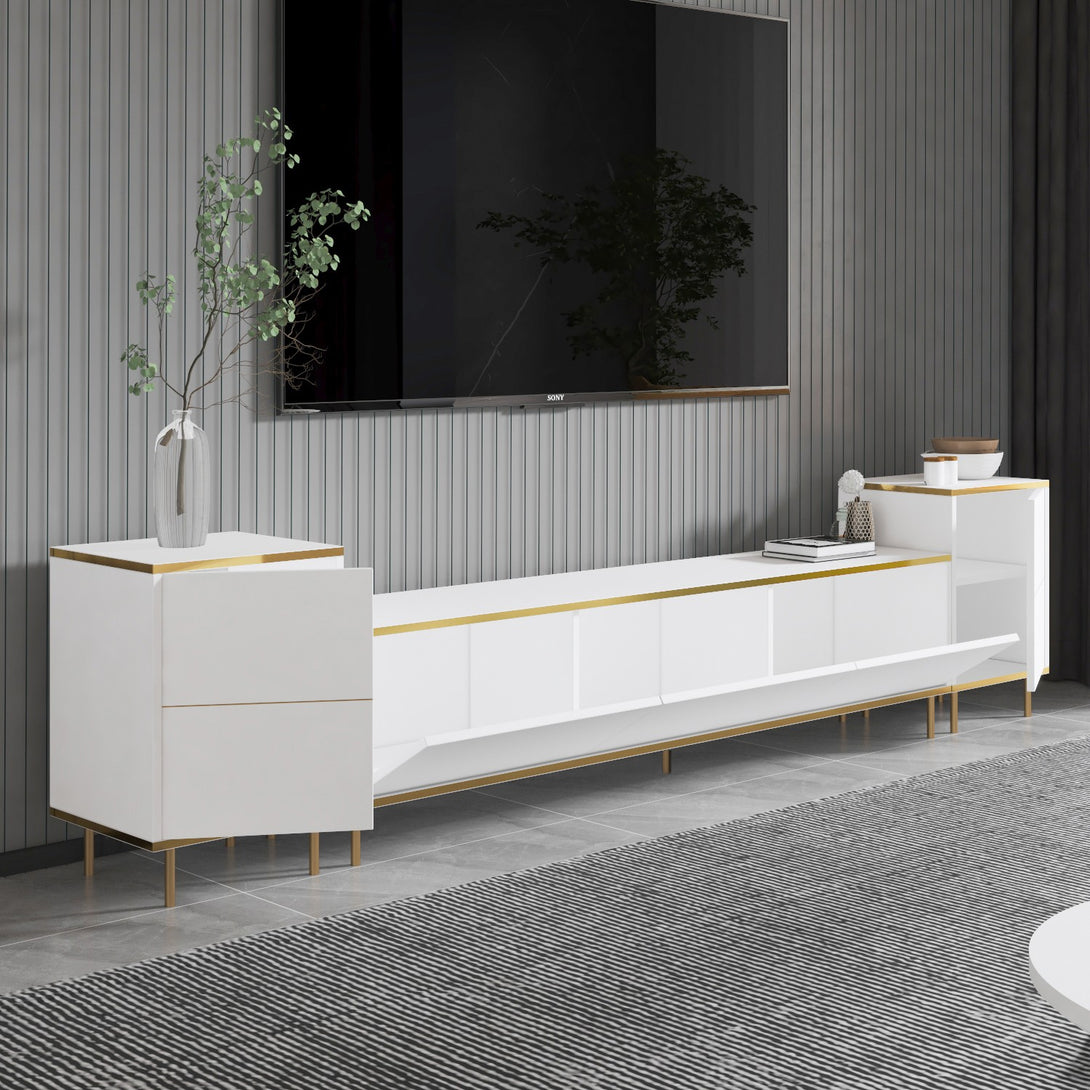 TV szekrény Imaj - White, Gold-VASBÚTOR