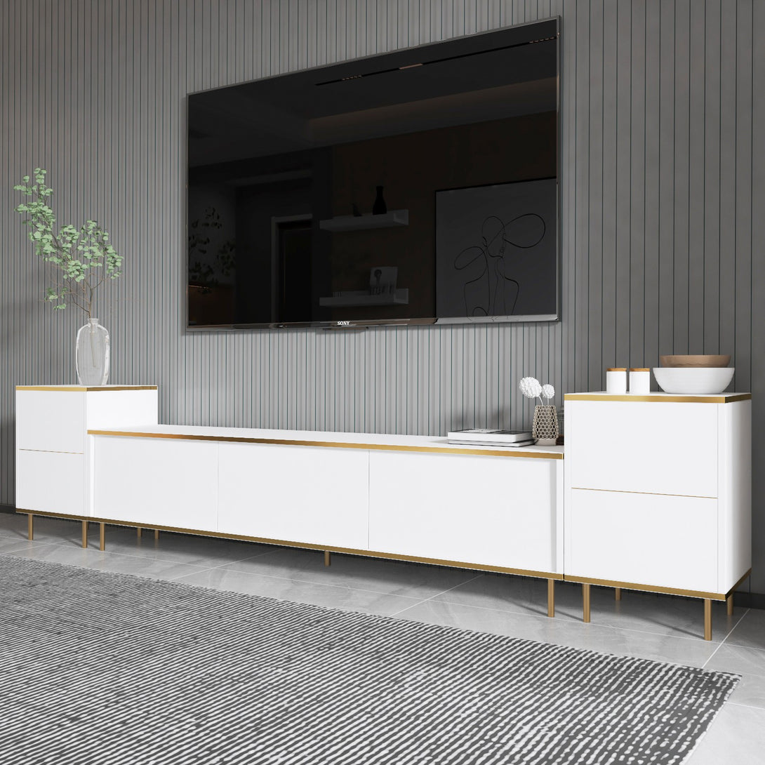 TV szekrény Imaj - White, Gold-VASBÚTOR