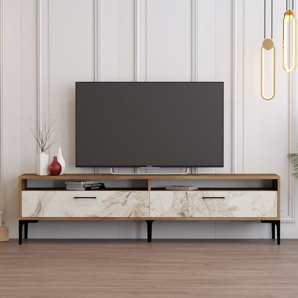 TV szekrény Istanbul 2 - Diós Fehér Marble-VASBÚTOR
