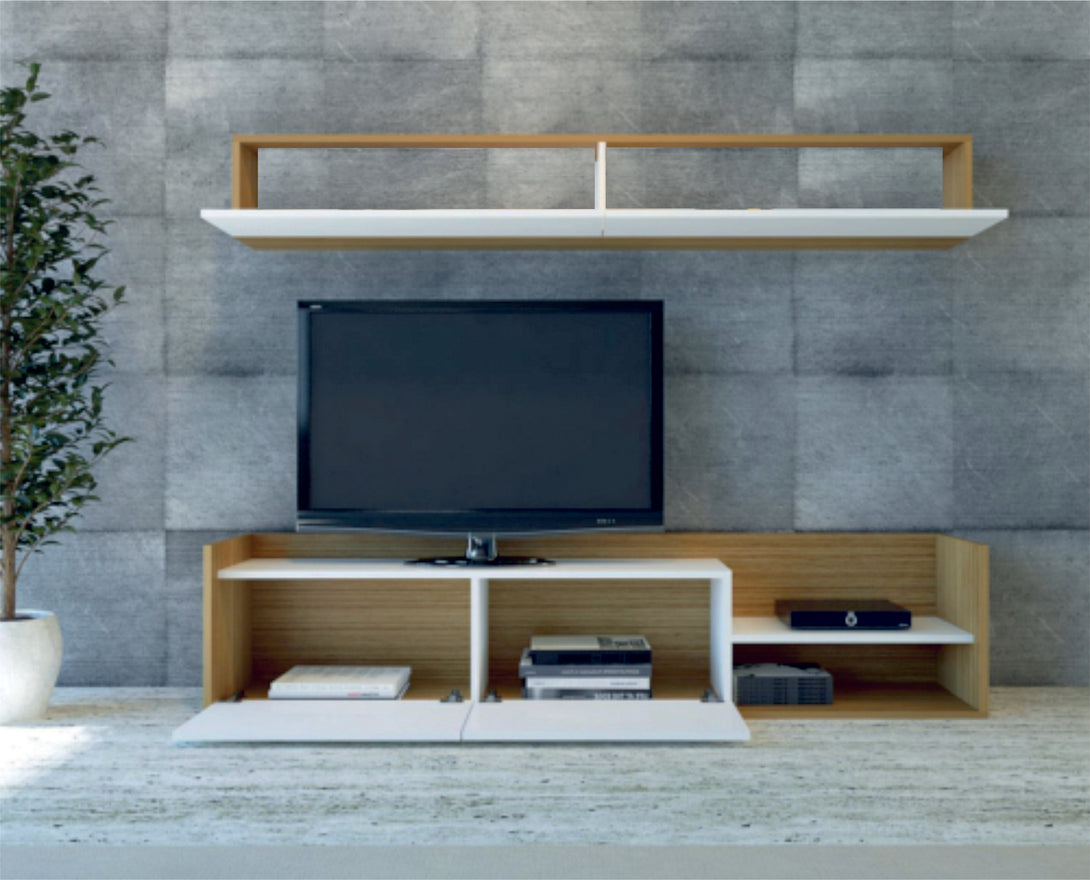 TV szekrény Kale - Teak, White-VASBÚTOR