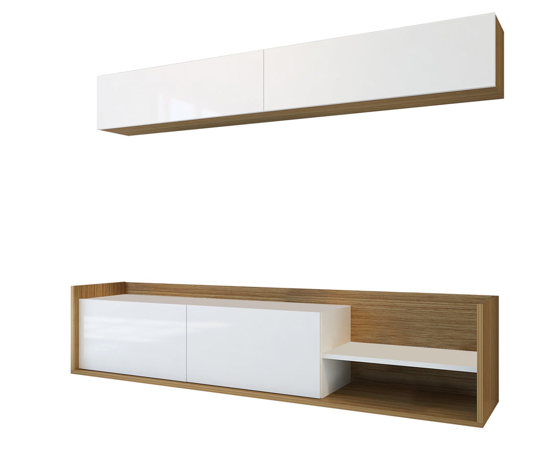 TV szekrény Kale - Teak, White-VASBÚTOR