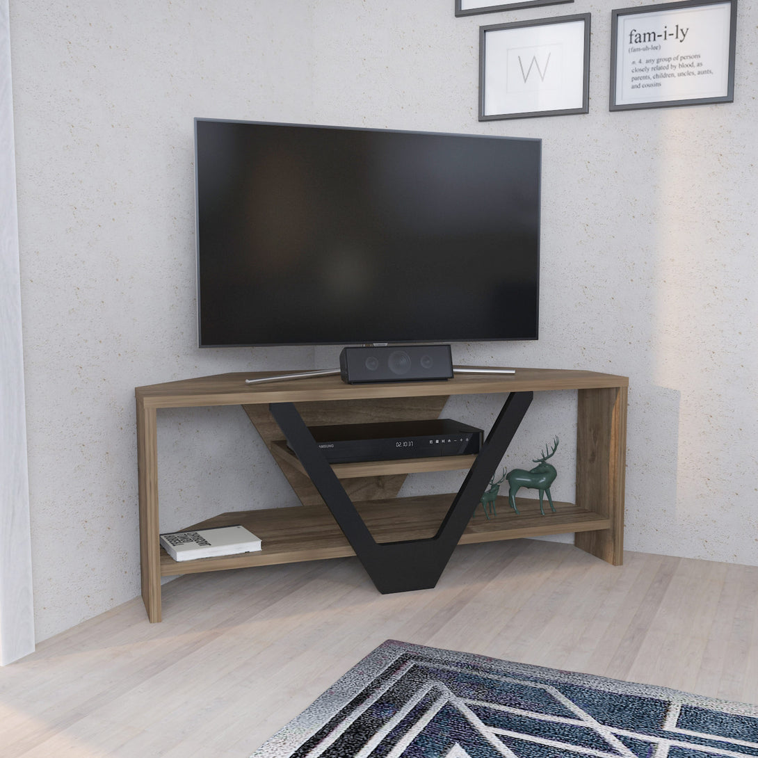 TV szekrény Karin - Walnut, Black-VASBÚTOR