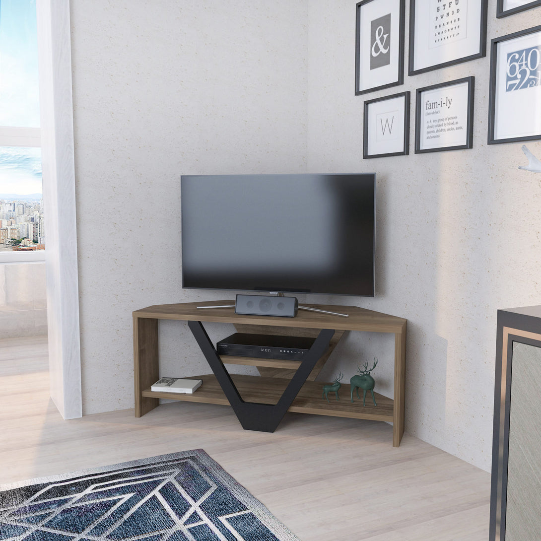 TV szekrény Karin - Walnut, Black-VASBÚTOR