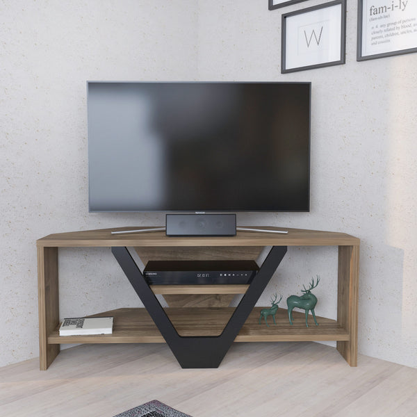 TV szekrény Karin - Walnut, Black-VASBÚTOR