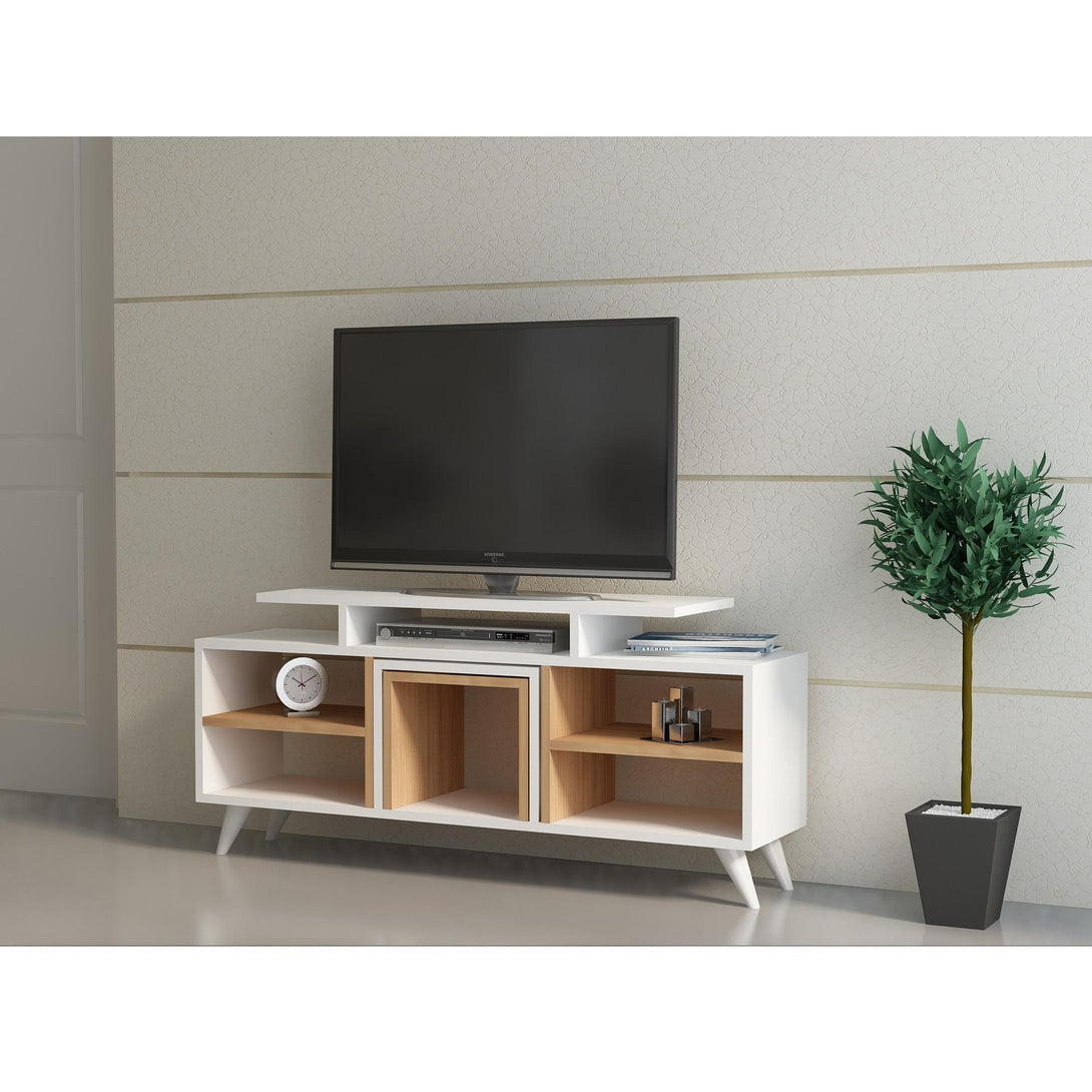 TV szekrény Kutay - White, Teak-VASBÚTOR