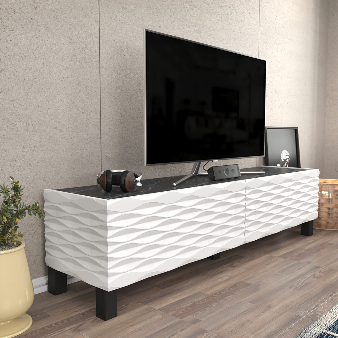 TV szekrény Lerze - White, Black-VASBÚTOR