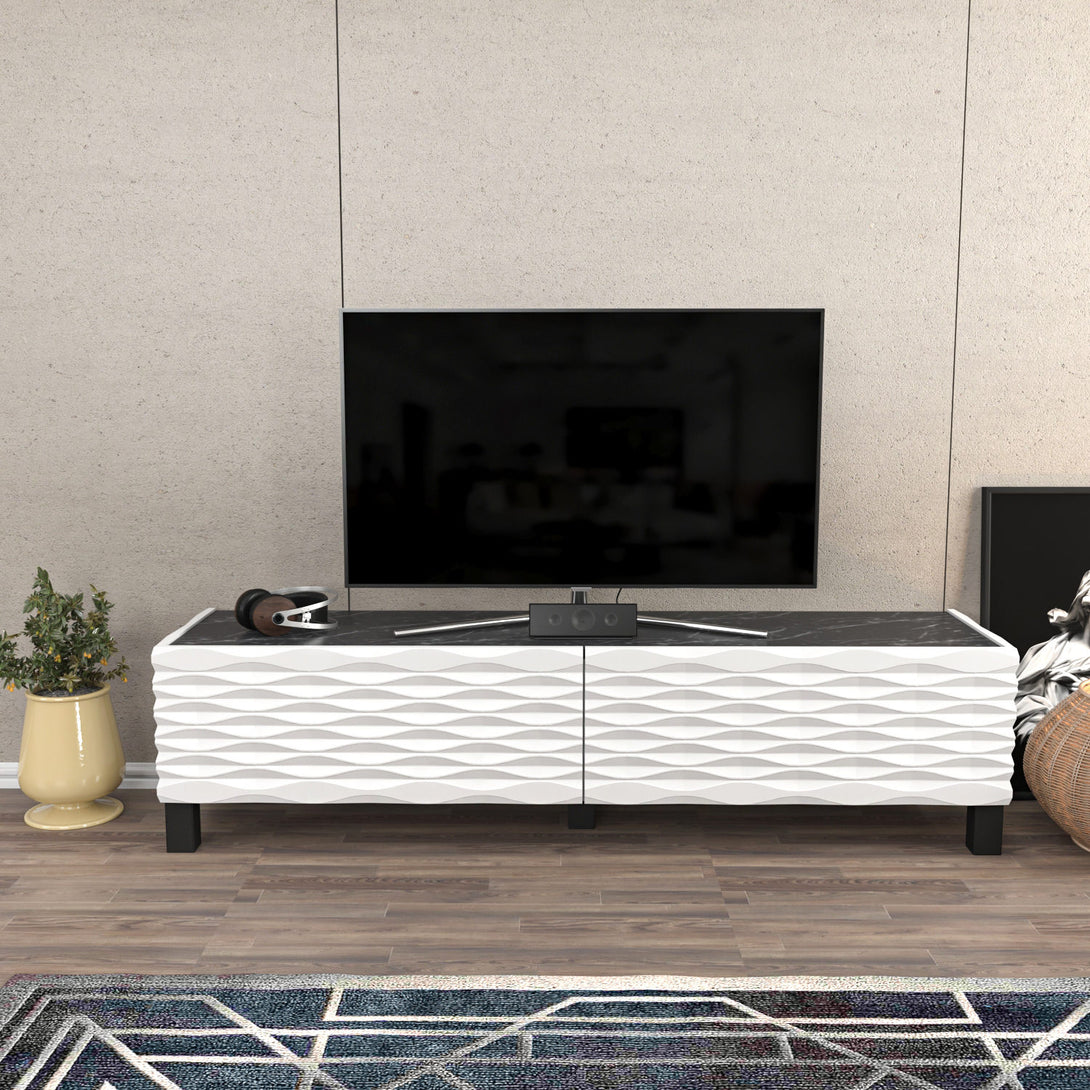TV szekrény Lerze - White, Black-VASBÚTOR