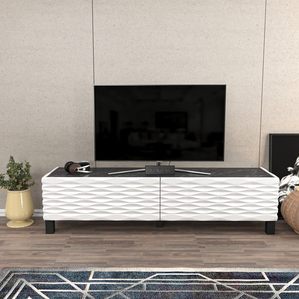 TV szekrény Lerze - White, Black-VASBÚTOR