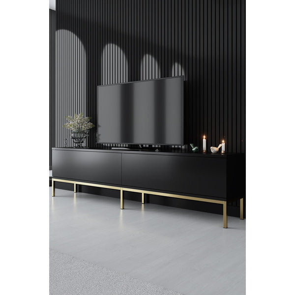 TV szekrény Lord - Black, Gold-VASBÚTOR