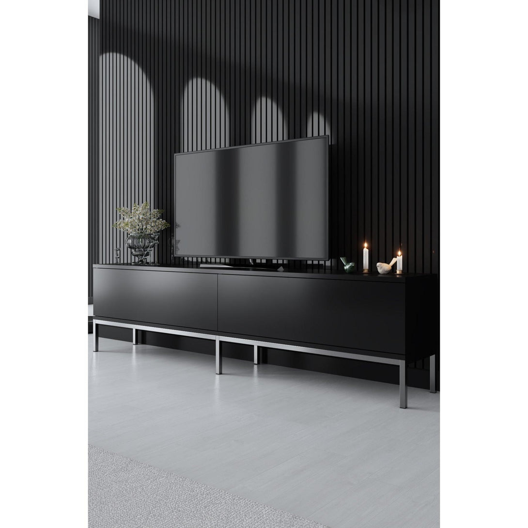 TV szekrény Lord - Black, Silver-VASBÚTOR