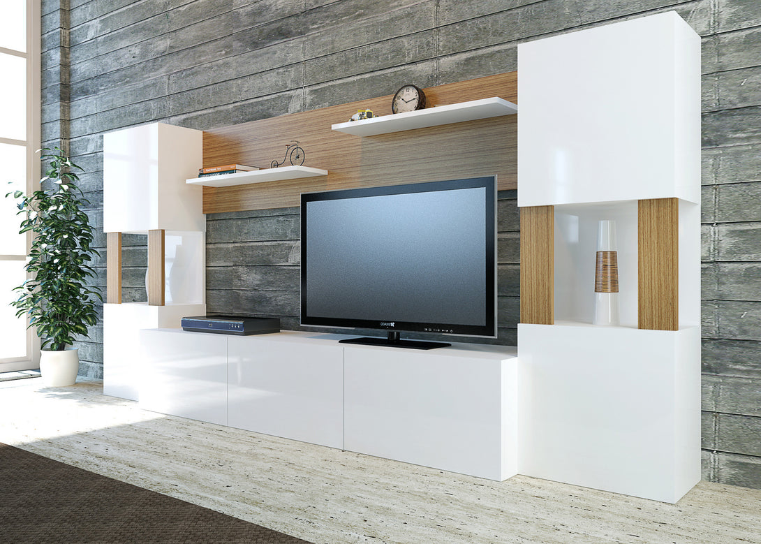 TV szekrény Lore - White, Teak-VASBÚTOR
