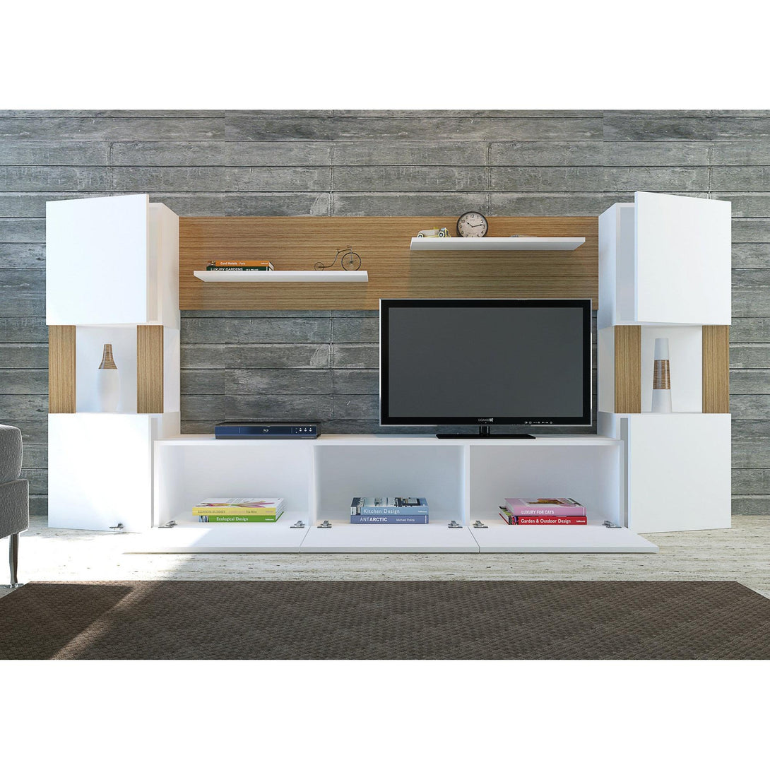TV szekrény Lore - White, Teak-VASBÚTOR