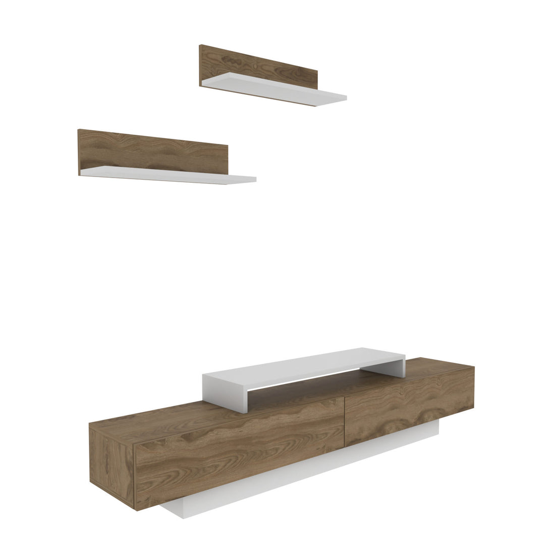 TV szekrény Lusi - White, Oud Oak-VASBÚTOR
