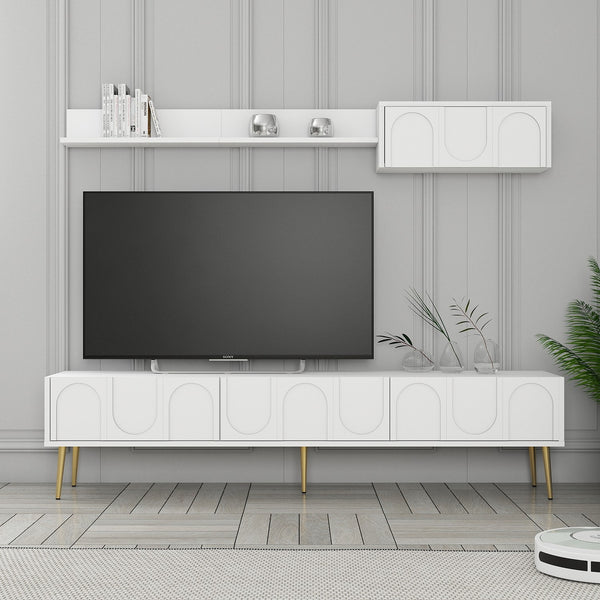 TV szekrény Lyon 2 - Fehér, Arany-VASBÚTOR