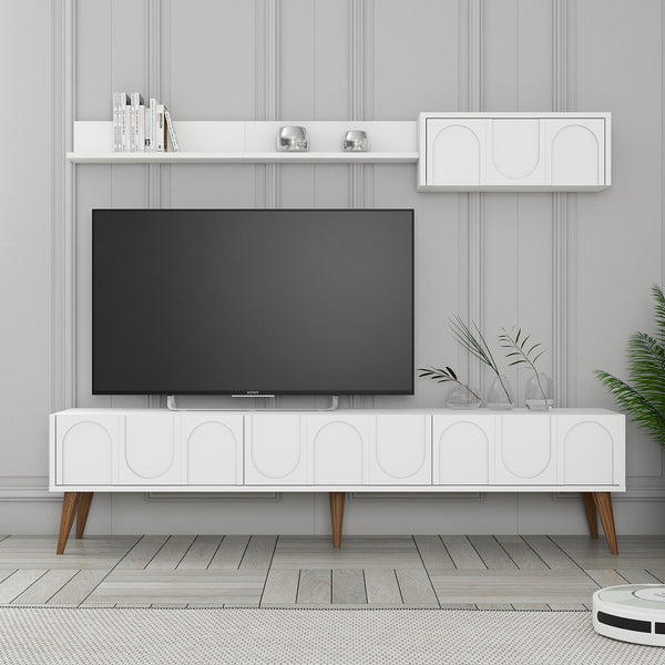 TV szekrény Lyon 2 - Fehér, Diós-VASBÚTOR