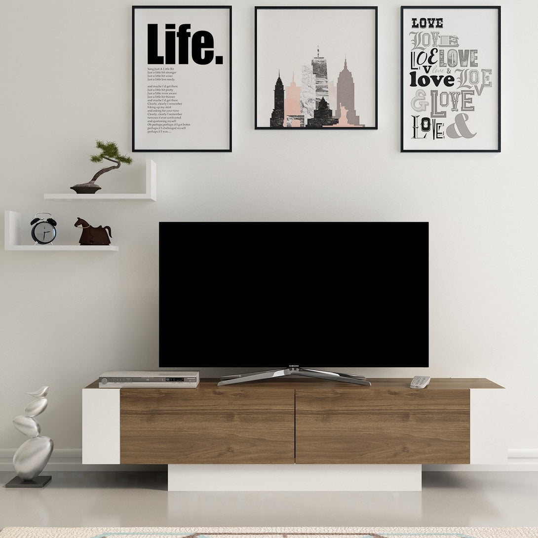 TV szekrény Matera - Walnut, White-VASBÚTOR
