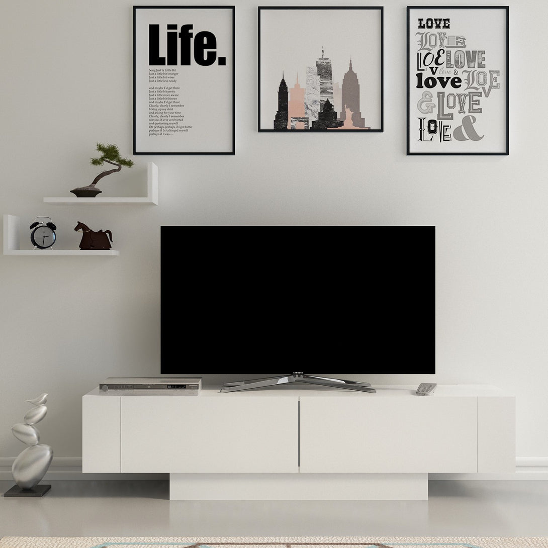 TV szekrény Matera - White, White-VASBÚTOR