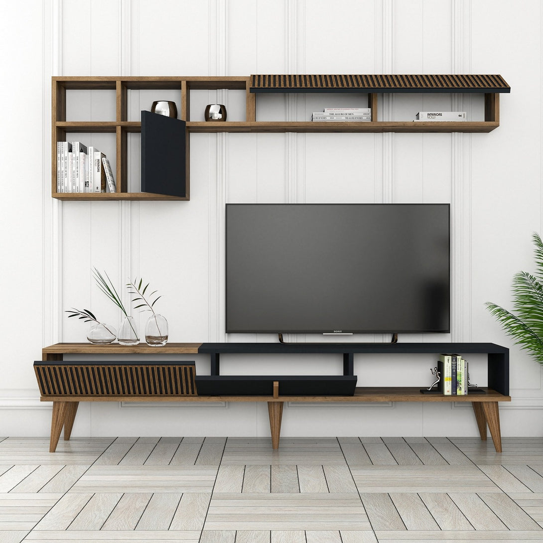 TV szekrény Milan TV - Diós, Antracit-VASBÚTOR