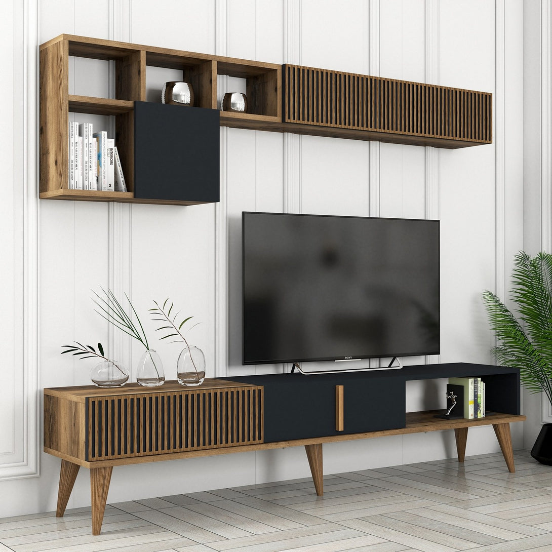 TV szekrény Milan TV - Diós, Antracit-VASBÚTOR