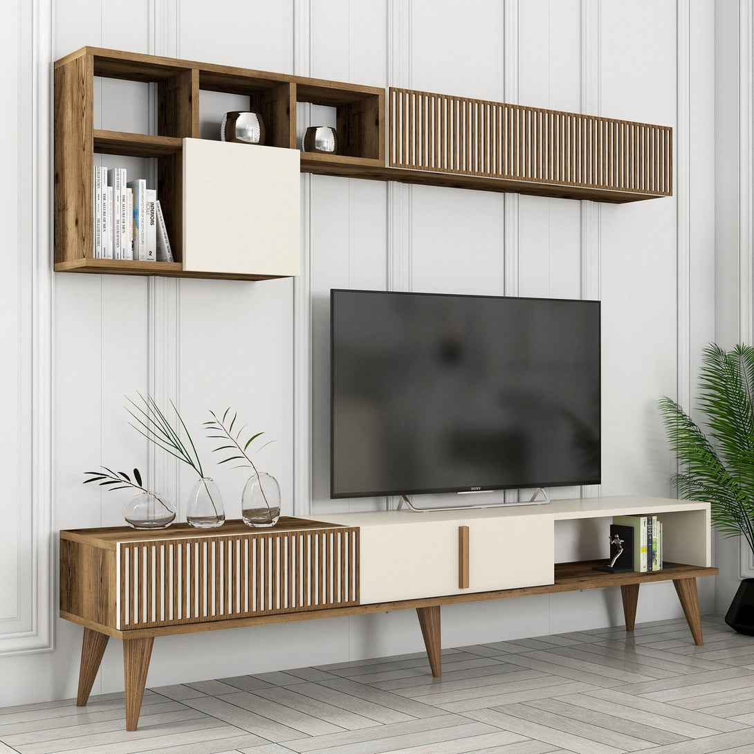 TV szekrény Milan TV - Diós, Krém-VASBÚTOR