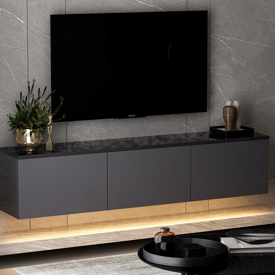 TV szekrény Neon Illuminated - Anthracite-VASBÚTOR
