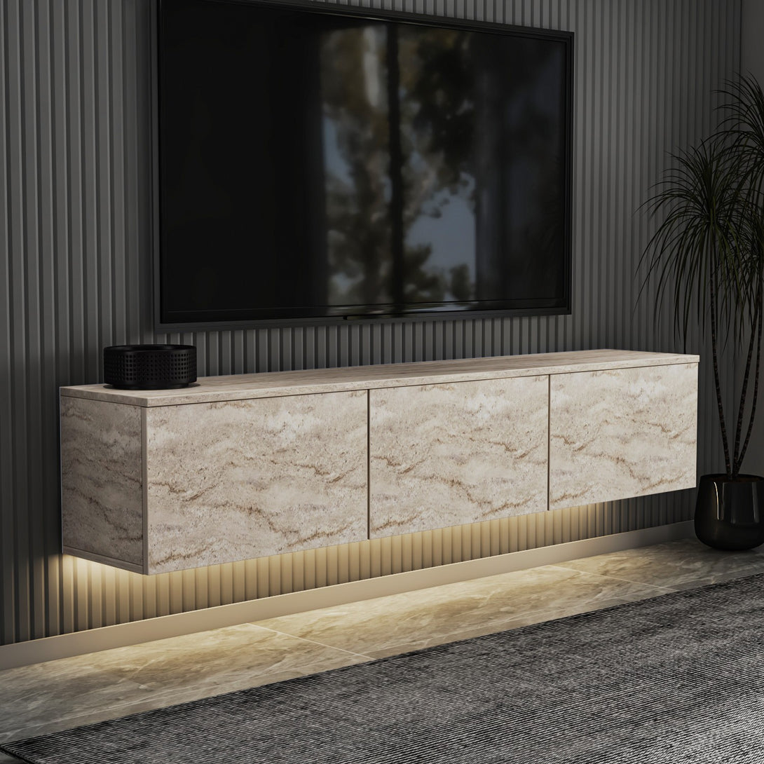 TV szekrény Neon Illuminated - Travertine-VASBÚTOR