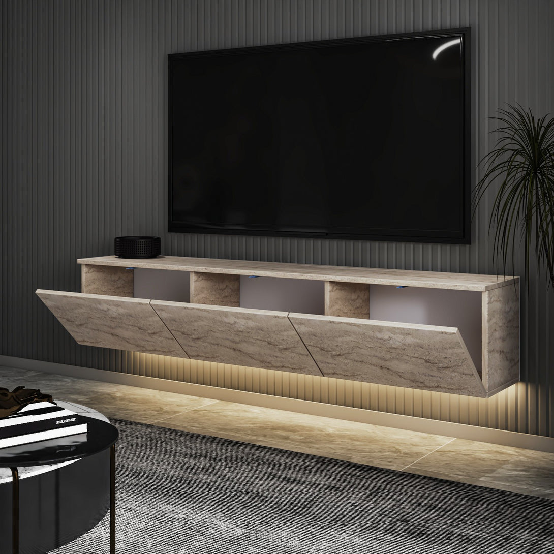 TV szekrény Neon Illuminated - Travertine-VASBÚTOR