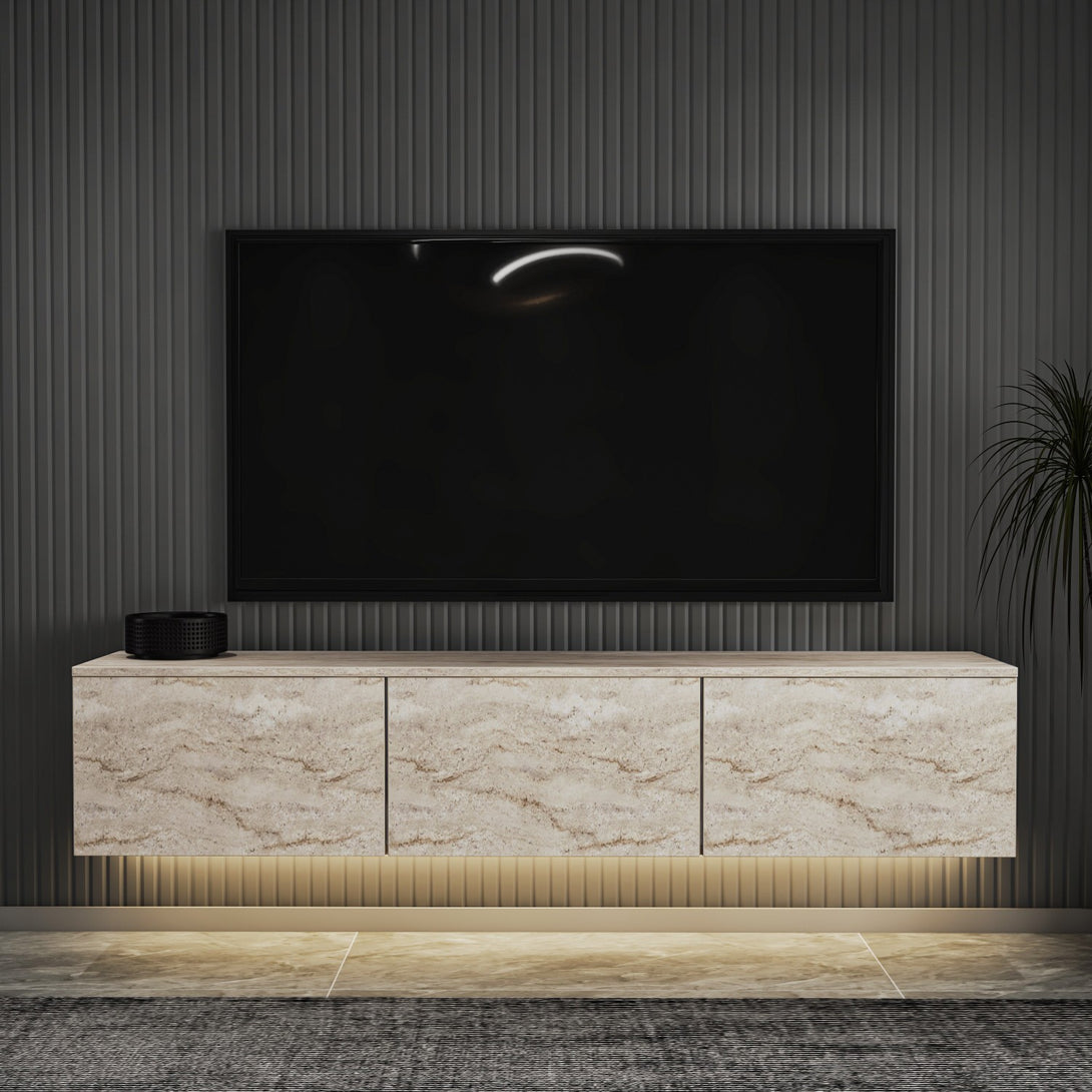 TV szekrény Neon Illuminated - Travertine-VASBÚTOR