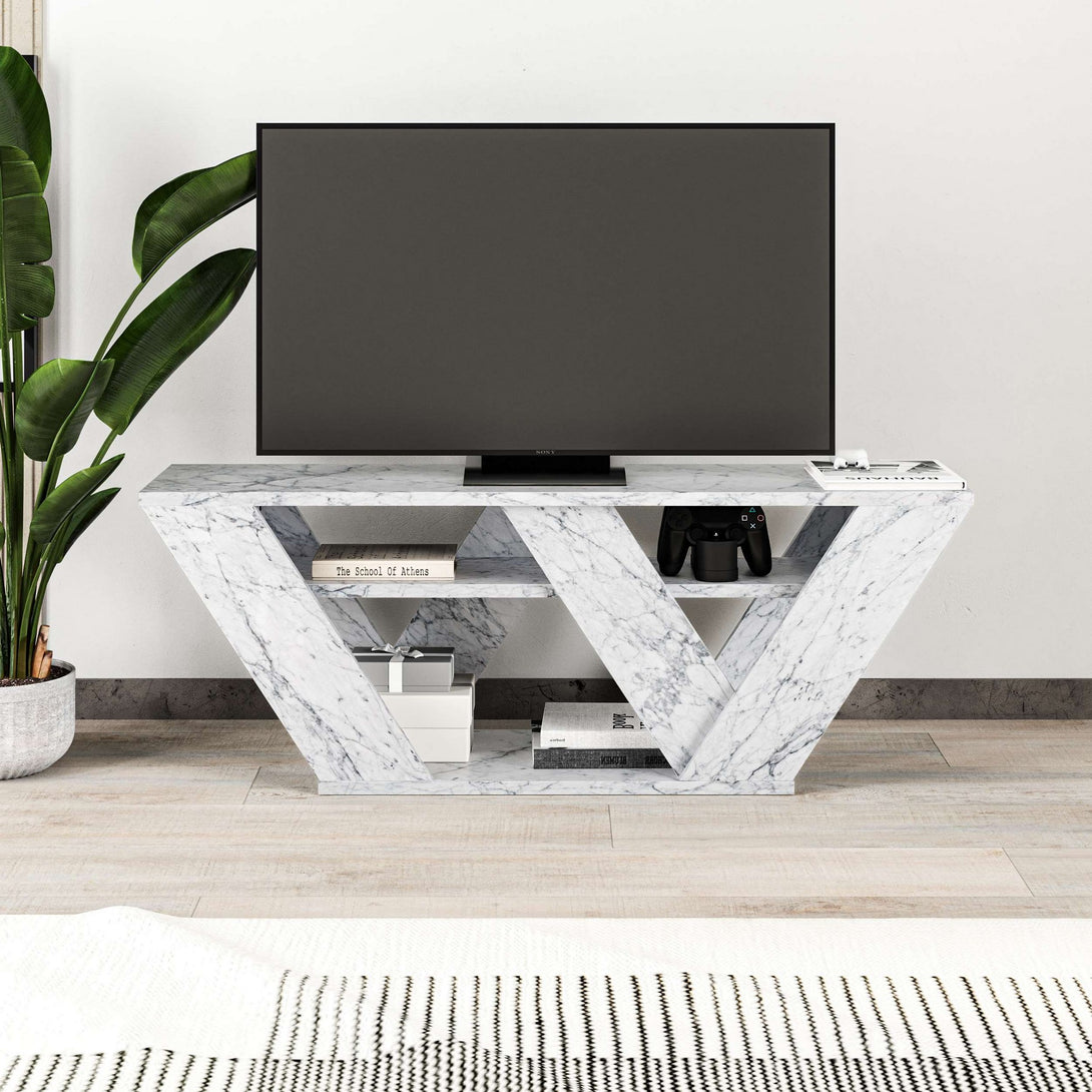 TV szekrény Pipralla - Carrara Marble-VASBÚTOR