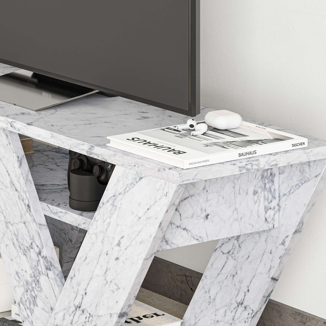 TV szekrény Pipralla - Carrara Marble-VASBÚTOR