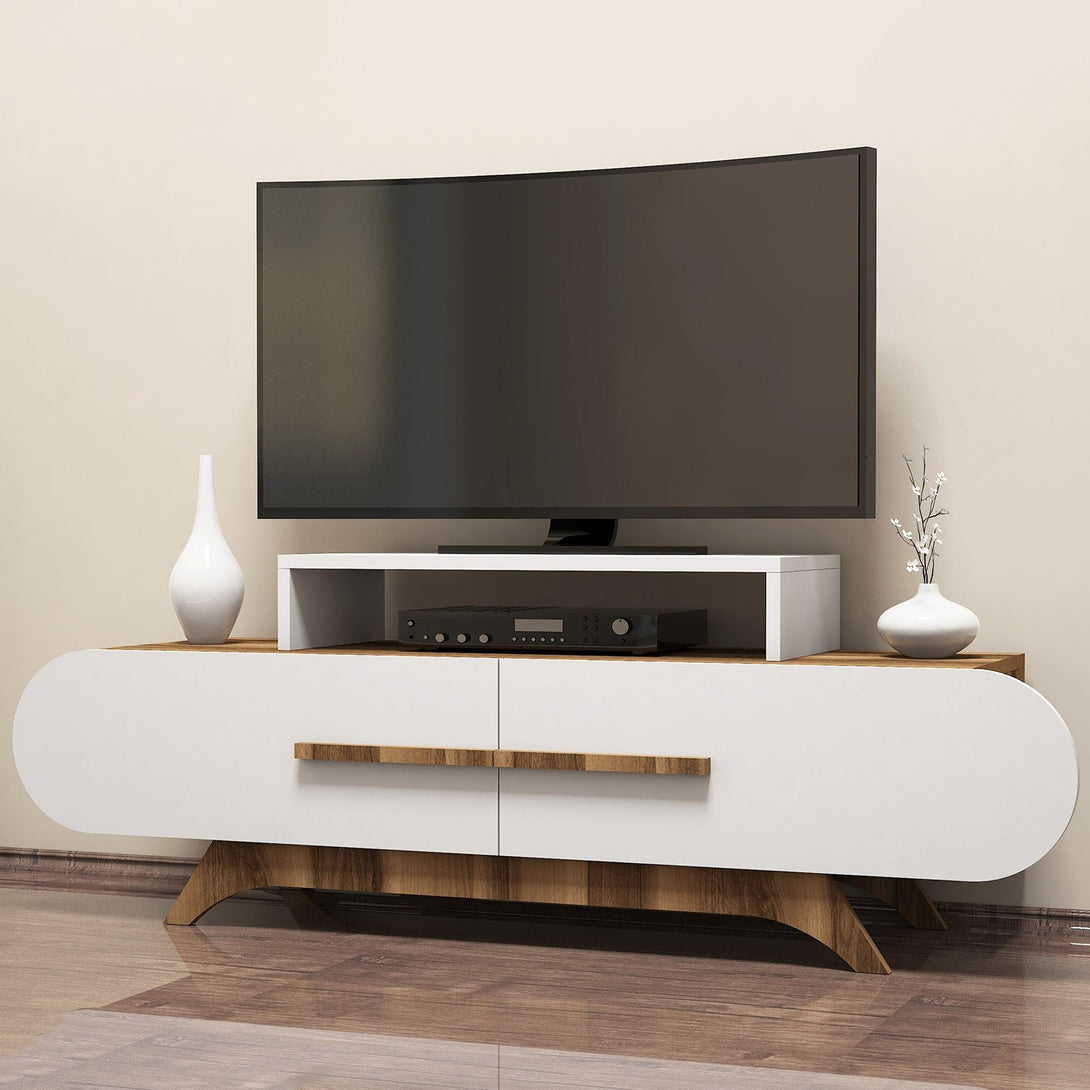 TV szekrény Rose - Diós, Fehér-VASBÚTOR
