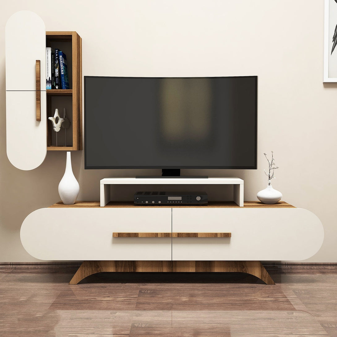 TV szekrény Rose S - Walnut, Cream-VASBÚTOR