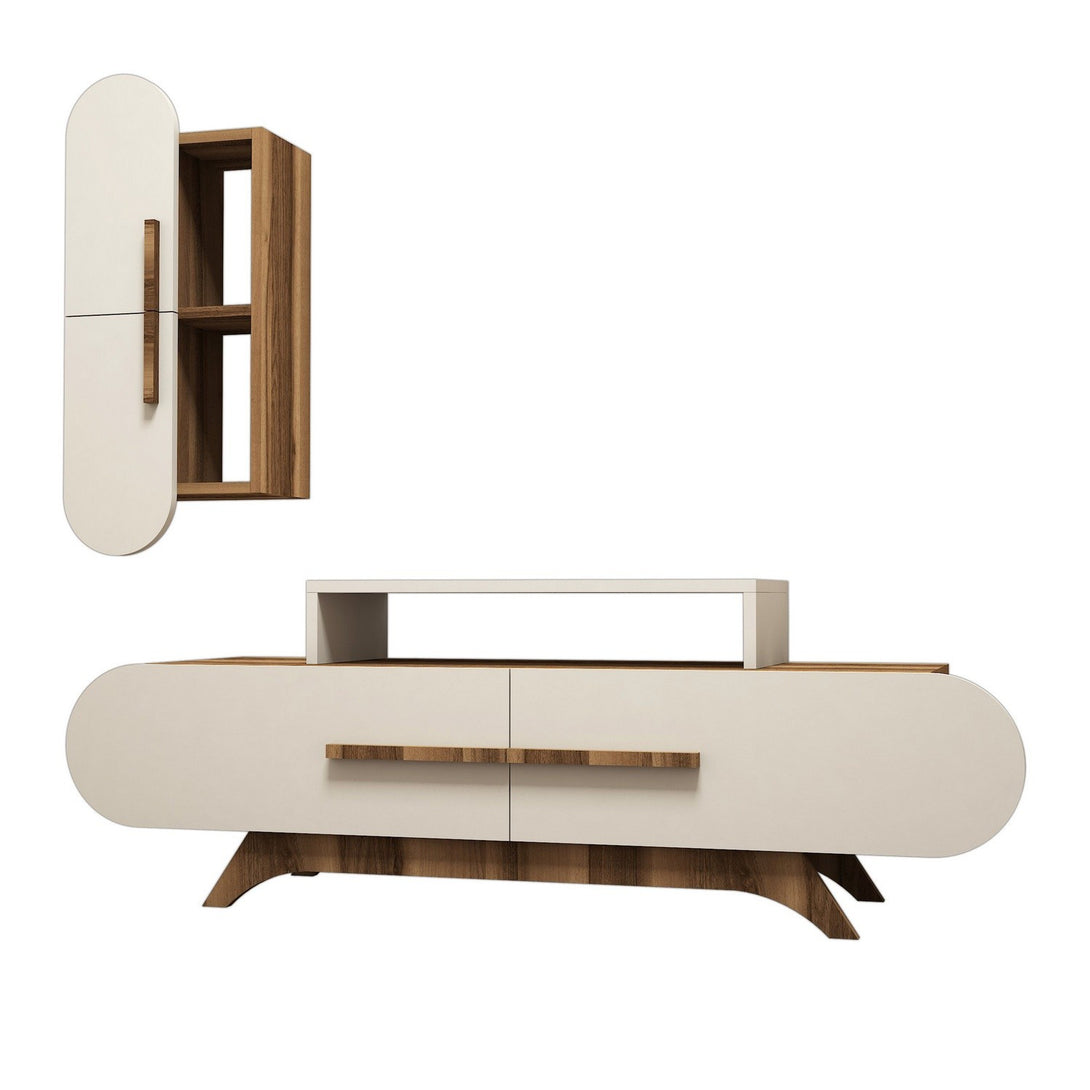 TV szekrény Rose S - Walnut, Cream-VASBÚTOR