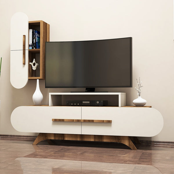 TV szekrény Rose S - Walnut, Cream-VASBÚTOR
