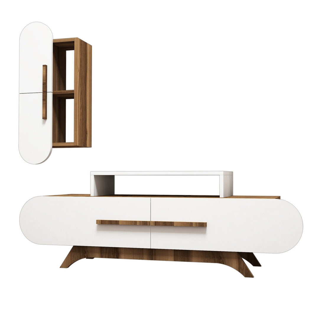 TV szekrény Rose S - Walnut, White-VASBÚTOR
