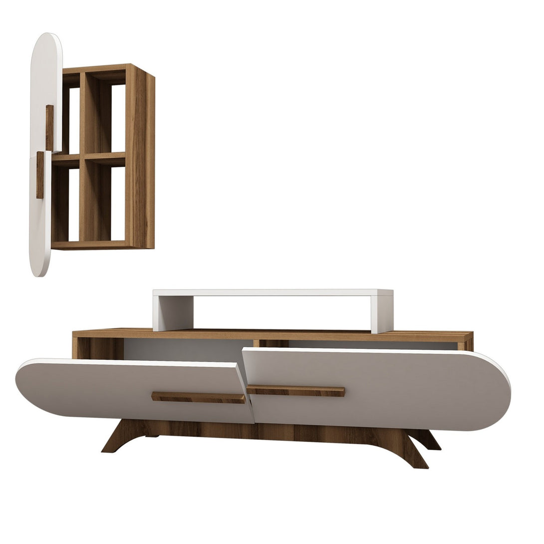 TV szekrény Rose S - Walnut, White-VASBÚTOR
