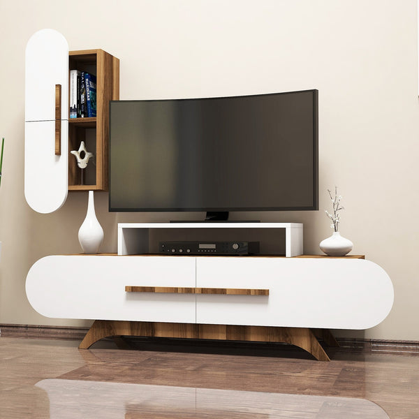 TV szekrény Rose S - Walnut, White-VASBÚTOR
