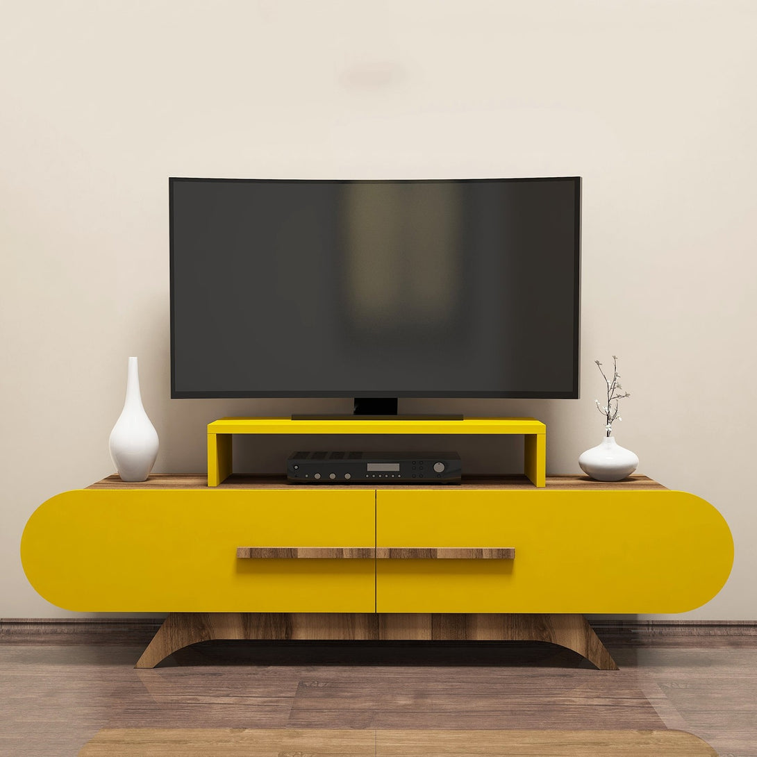 TV szekrény Rose - Walnut, Yellow-VASBÚTOR