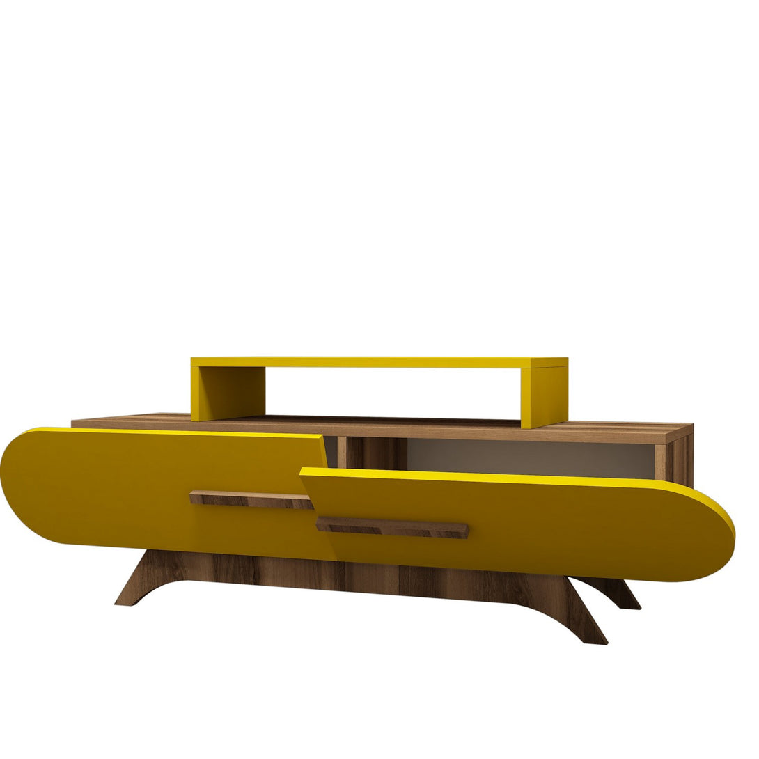 TV szekrény Rose - Walnut, Yellow-VASBÚTOR