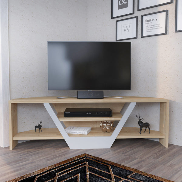 TV szekrény Sares - Oak, White-VASBÚTOR