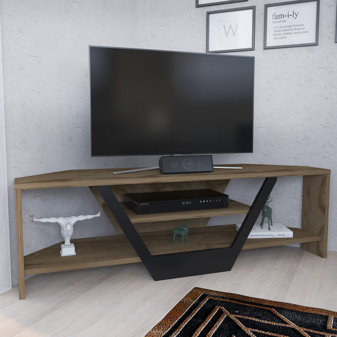 TV szekrény Sares - Oud Oak, Black-VASBÚTOR