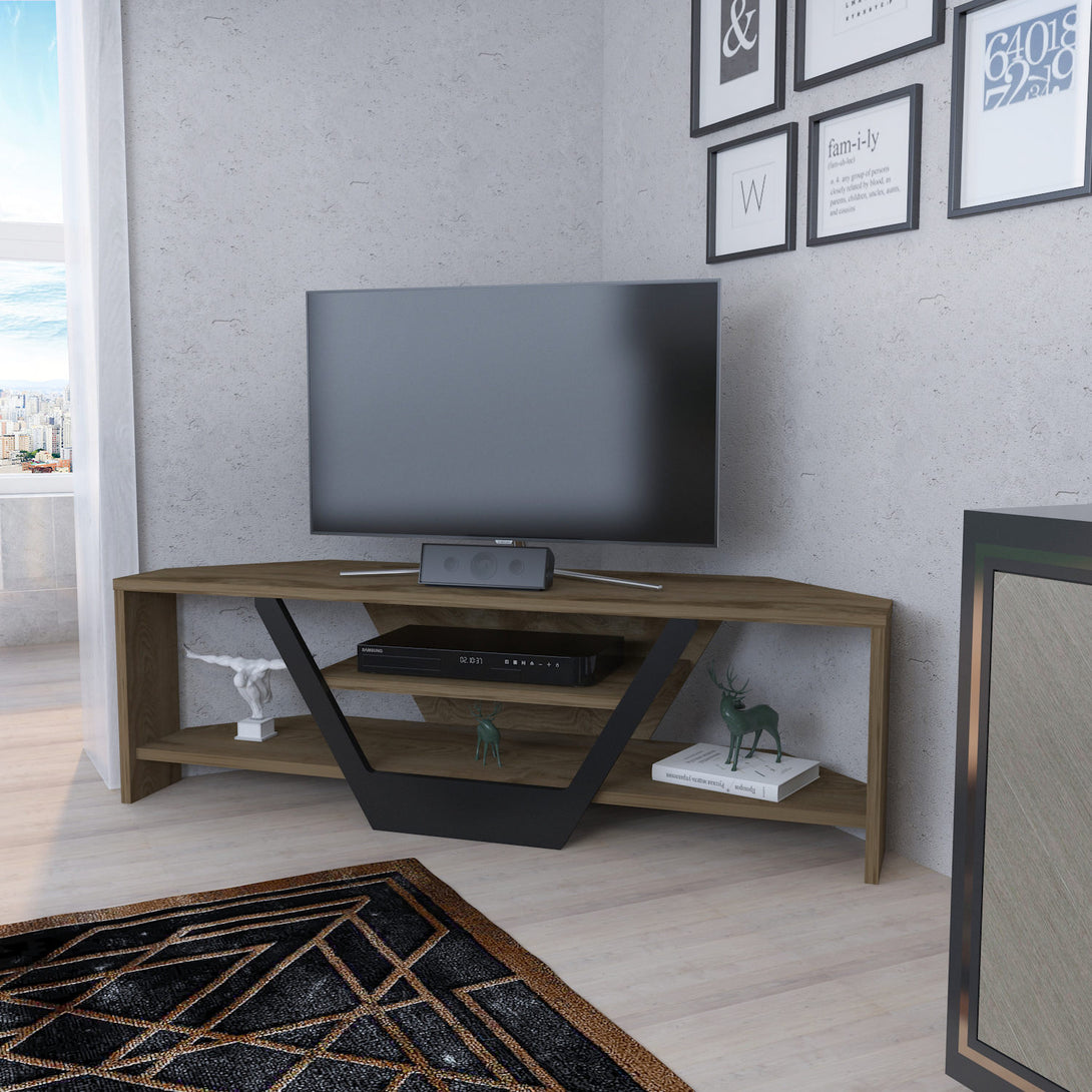 TV szekrény Sares - Oud Oak, Black-VASBÚTOR