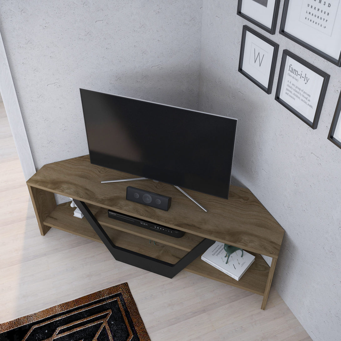 TV szekrény Sares - Oud Oak, Black-VASBÚTOR