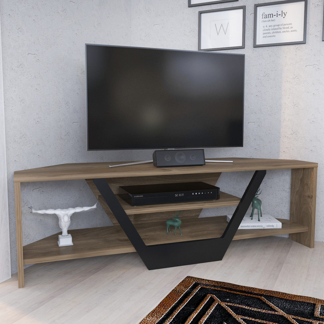 TV szekrény Sares - Walnut, Black-VASBÚTOR